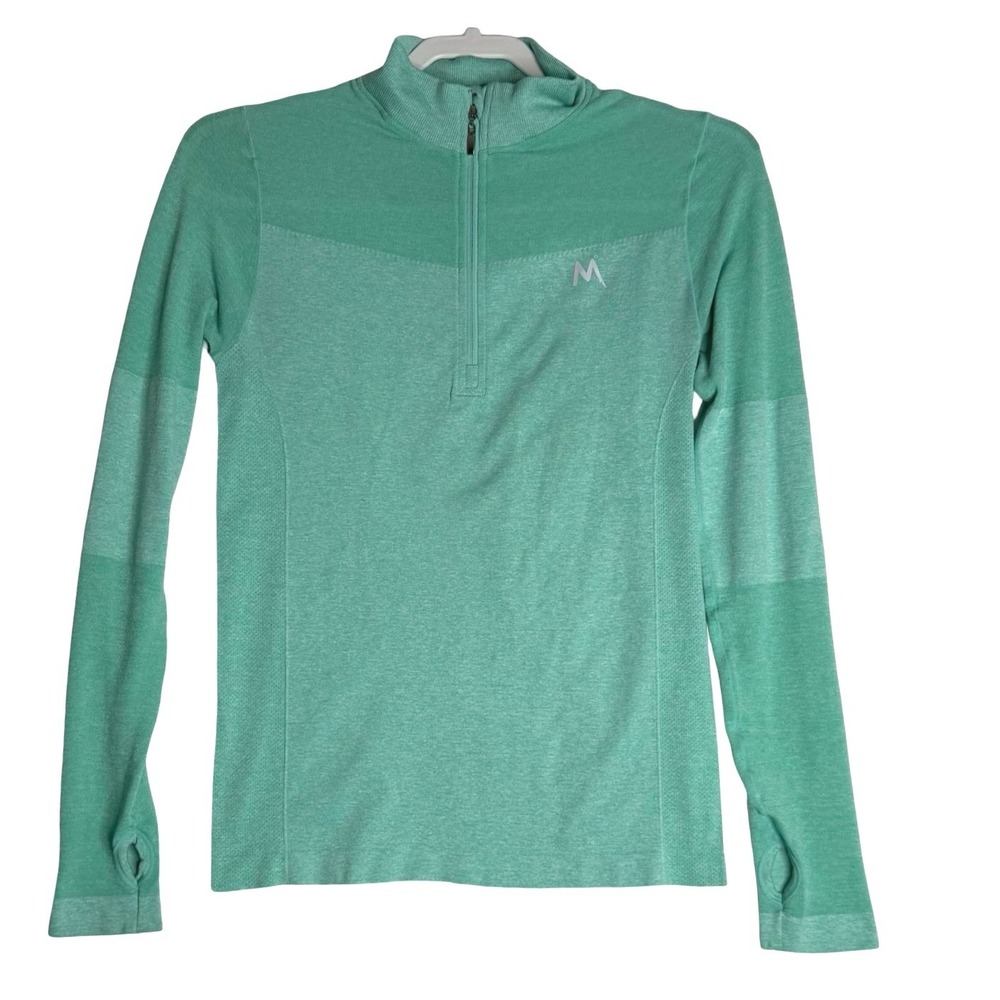Marika Seamless Quarter Zip Pullover Thumbhole Teal Womens Size M